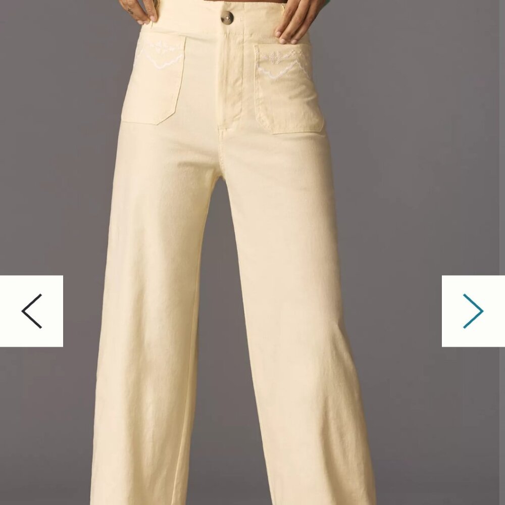 NWT 33T Colette Lace Trim Full-Length Wide-Leg Pants by Maeve - Picture 3 of 10